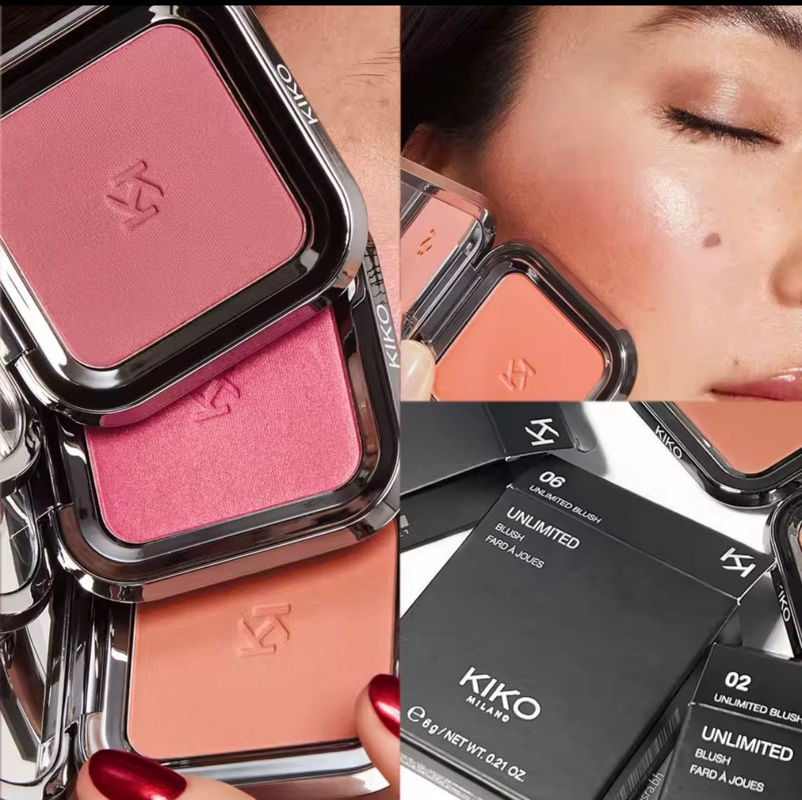 KIKO Unlimited Blush, poudre rouge longue tenue